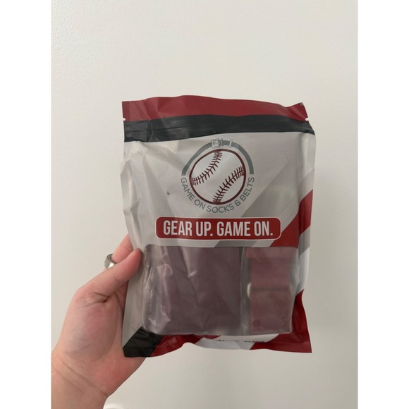 Game On Youth Baseball Socks and Belt Set – Maroon – Size Small – New - Picture 2 of 4